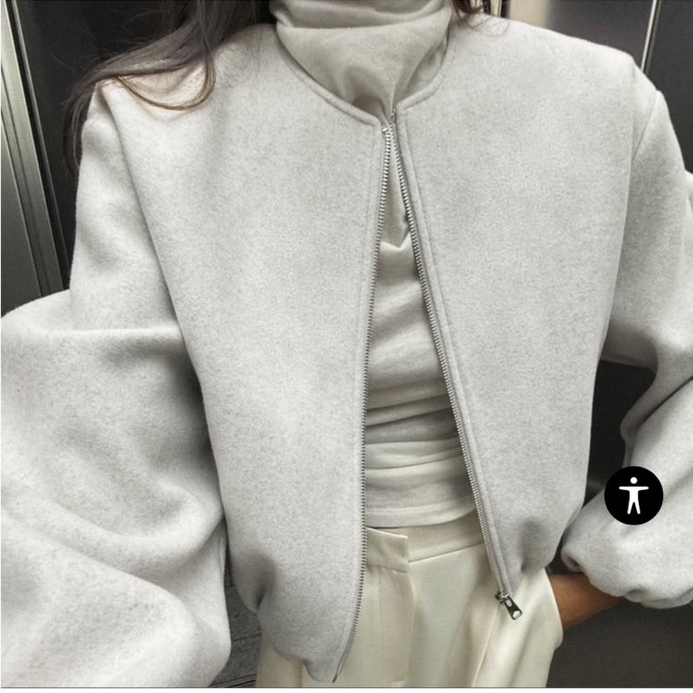 Zara Soft Bomber Jacket with Elastic waist - New - Picture 4 of 17